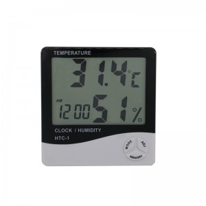 Home Office Temperatura del coche Medidor de humedad Indicador de tiempo y reloj incorporado con pantalla LCD grande Termómetro Higrómetro