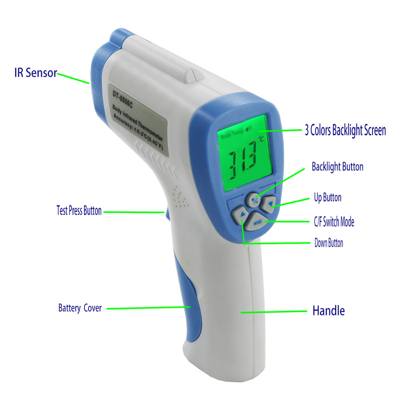 Termómetro infrarrojo digital sin contacto Prueba de temperatura corporal Proveedor Termómetro Pice