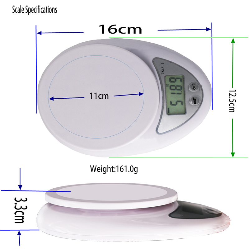 El OEM 0.1g 7g escalas de la fruta de la comida del peso del uso en el hogar de Digitaces de la alta precisión con el cuenco