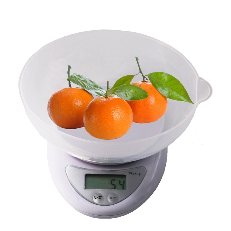 El OEM 0.1g 7g escalas de la fruta de la comida del peso del uso en el hogar de Digitaces de la alta precisión con el cuenco
