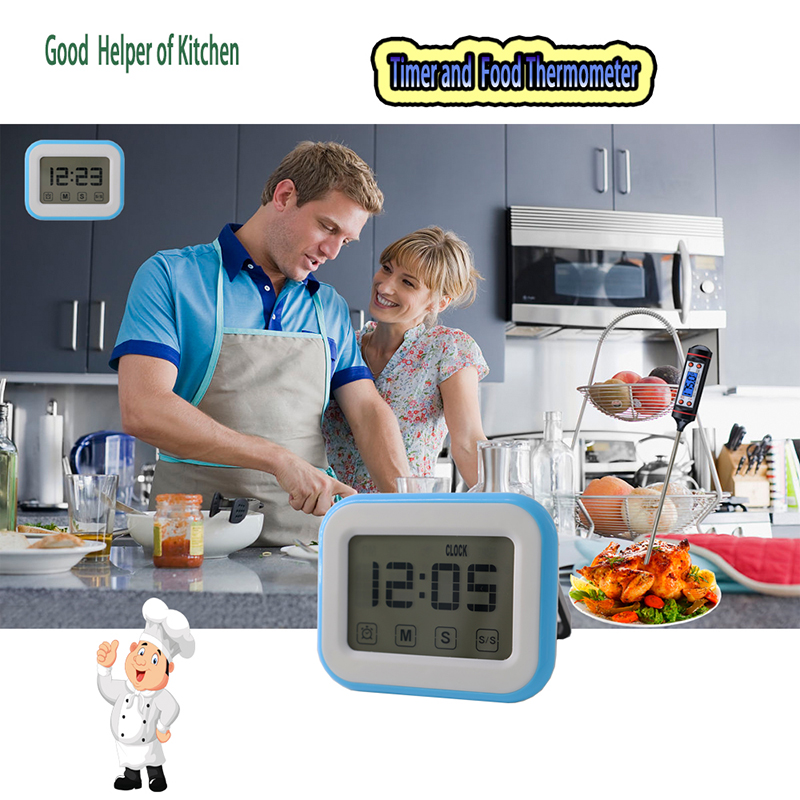 Cocina de calidad estándar Pantalla táctil Temporizador digital Reloj despertador Herramientas de cocina