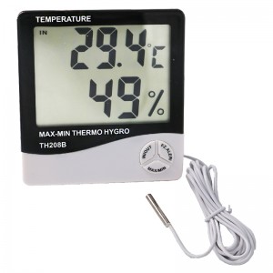 Higrómetro termo del LCD de la alarma de la luz de sonido del precio de fábrica de la alta precisión con el sensor externo