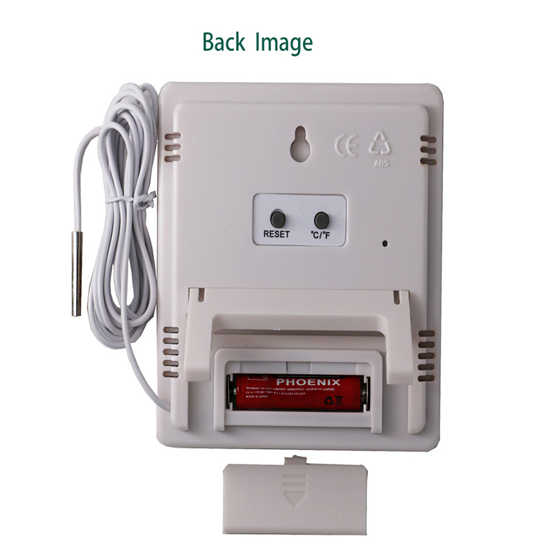Higrómetro termo del LCD de la alarma de la luz de sonido del precio de fábrica de la alta precisión con el sensor externo