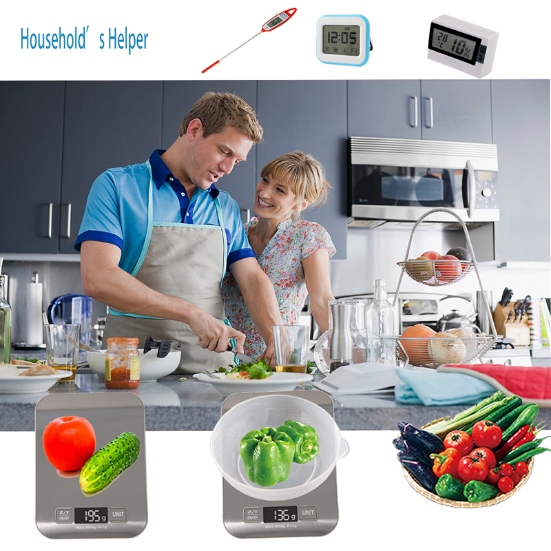 Escala LED impermeable, acero inoxidable, alimentos, balanza digital, balanza