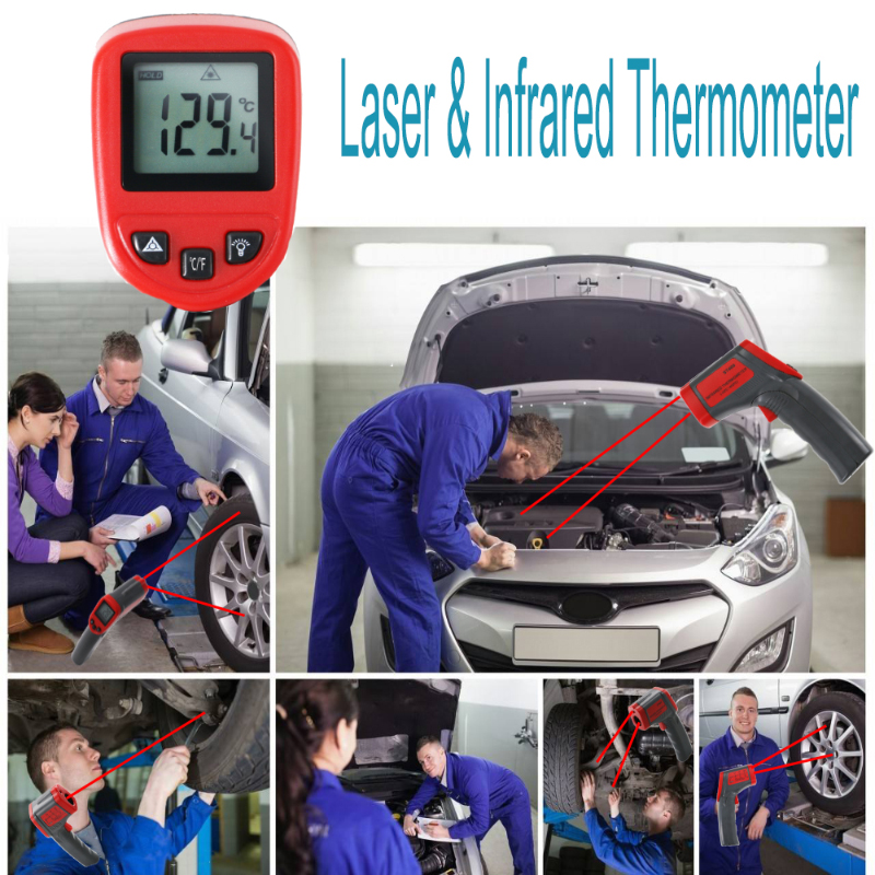 Termómetro infrarrojo industrial Distancia al punto Ratio 12: 1 Contacto con pistola de láser de temperatura digital